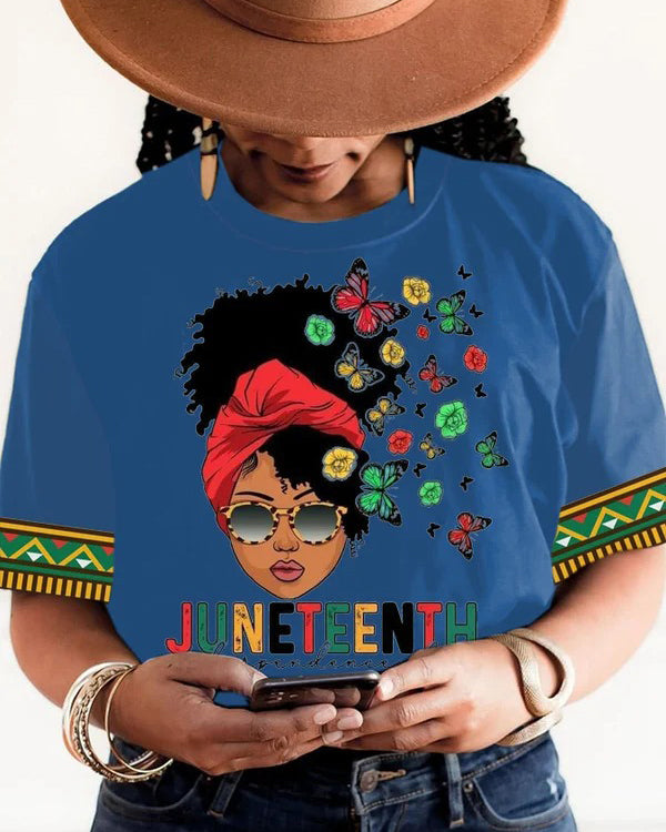 Juneteenth butterfly beauty print short-sleeved T-shirt