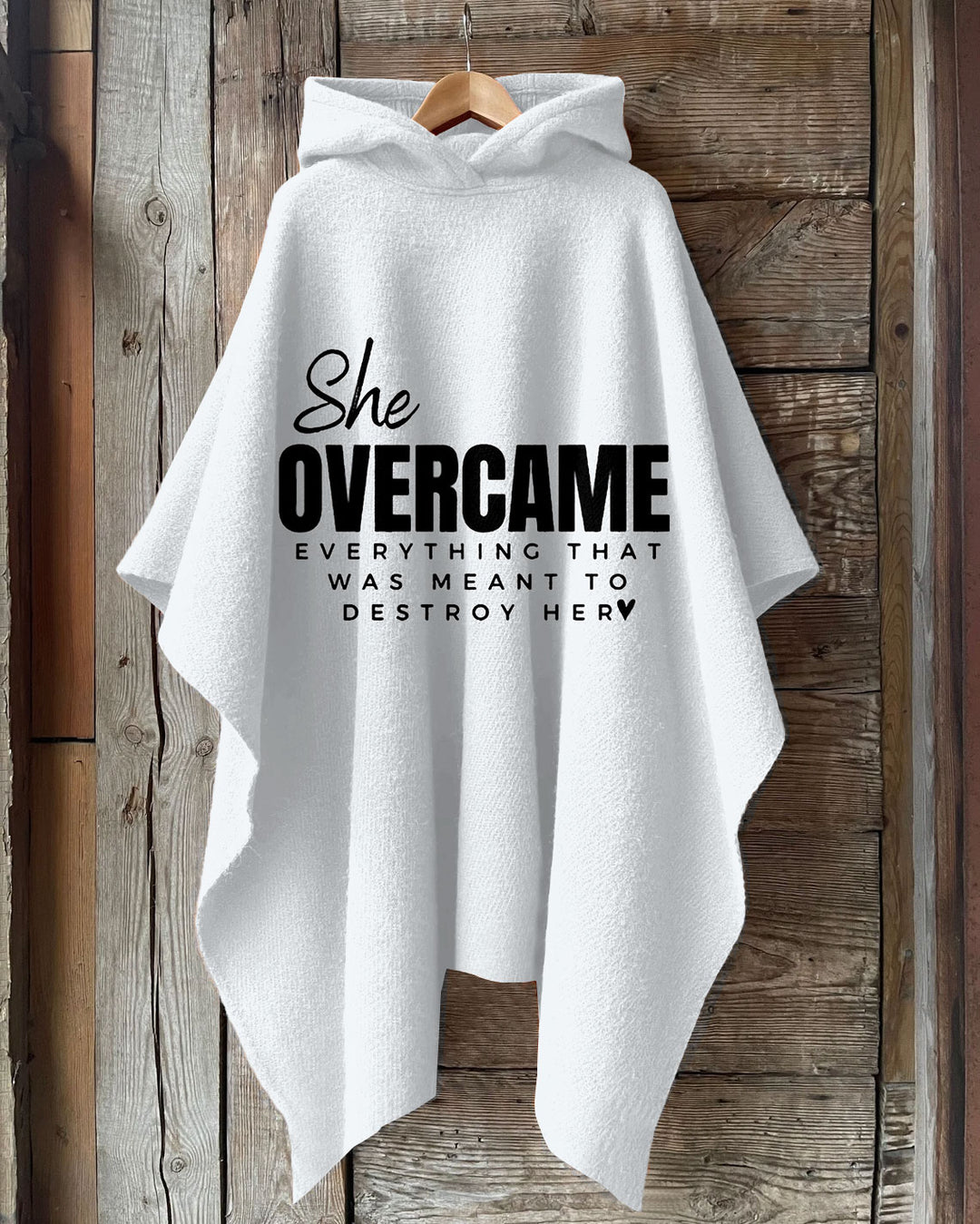 She Overcame Everything Hooded Warm Shawl Cape