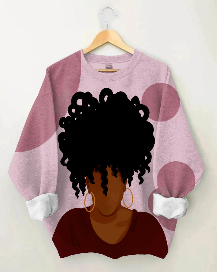 Gold Earrings Afr Girl Long Sleeve Sweatshirt