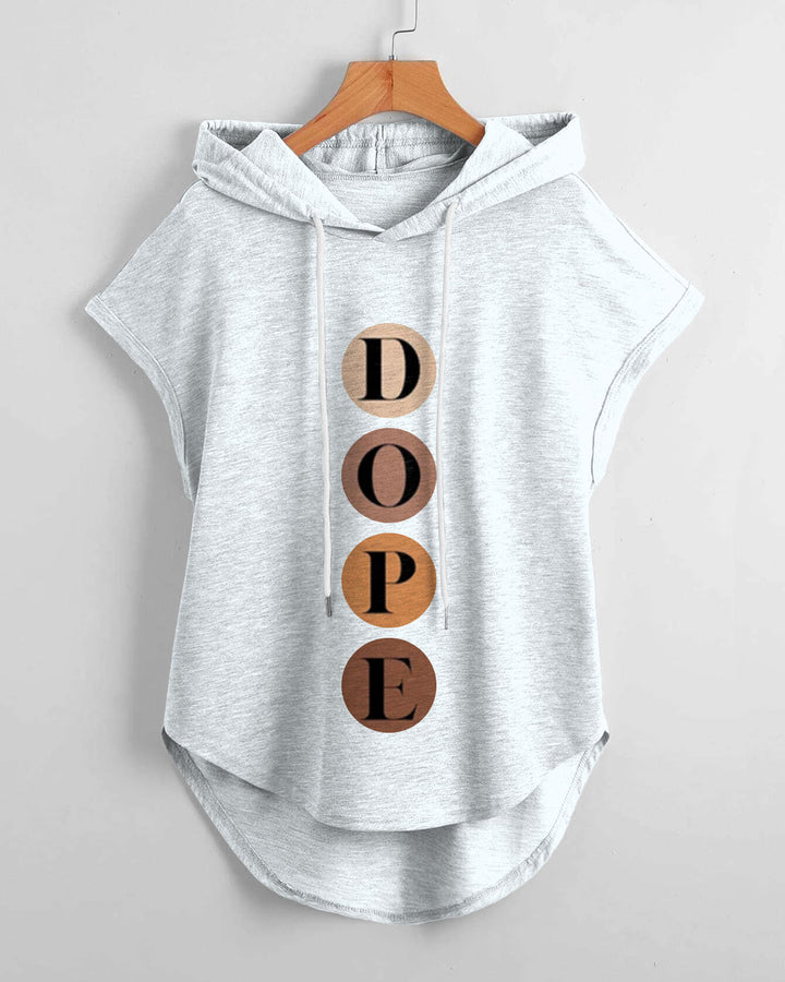 Dope High Low Hem Drawstring Hooded Tee