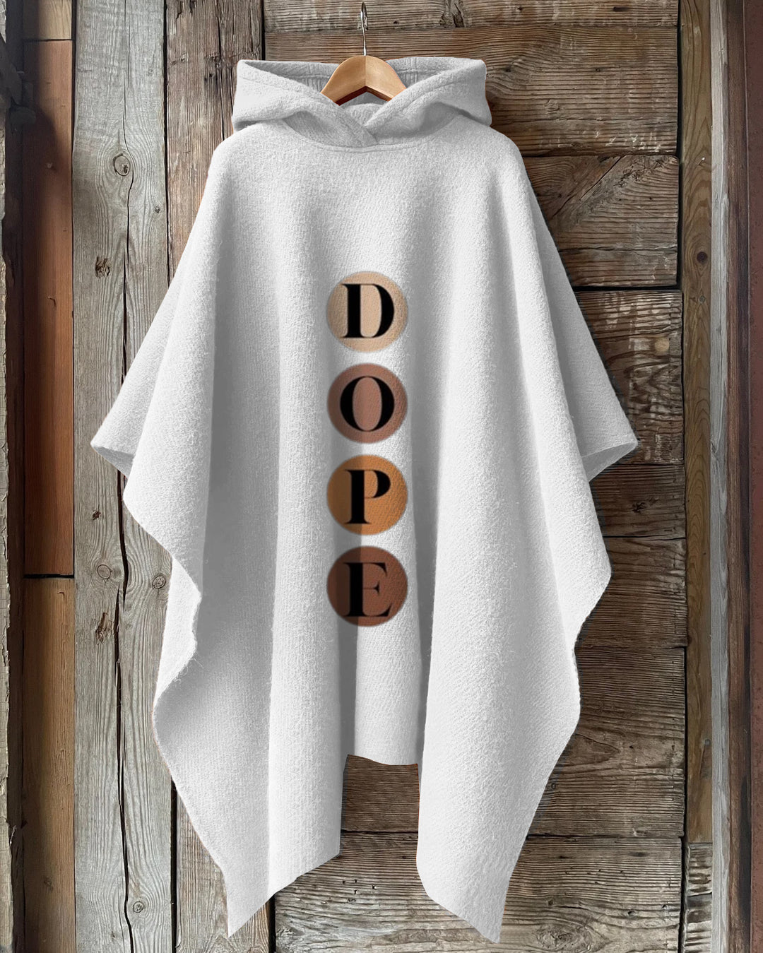 DOPE Letter Printing Hooded Warm Shawl Cape