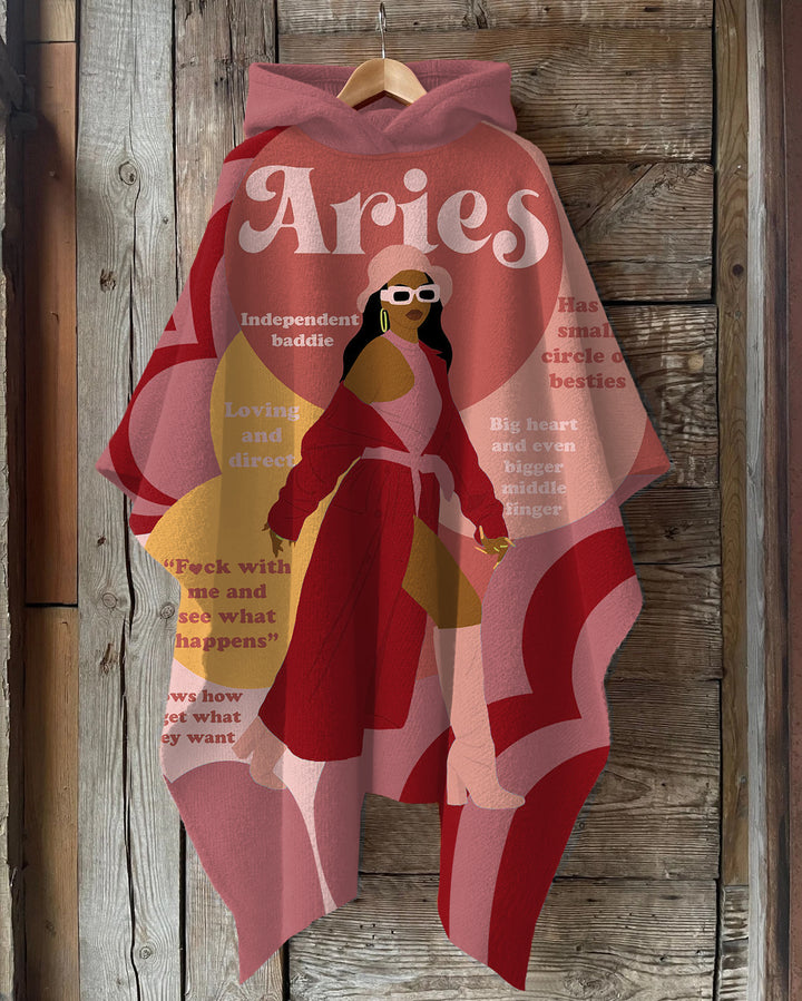 Aries Girly Season Hooded Warm Shawl Cape