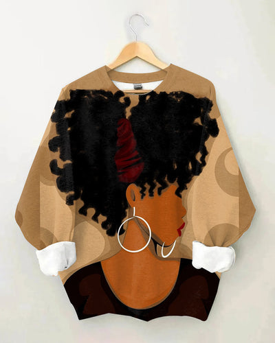 Headscarf Afro Girl Long Sleeve Sweatshirt