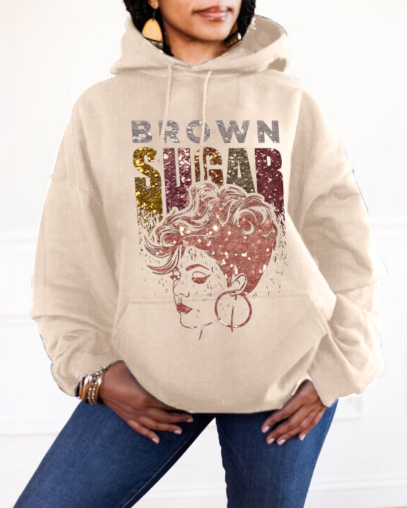 Sequined Afro Brown Sugar Babe Hoodie