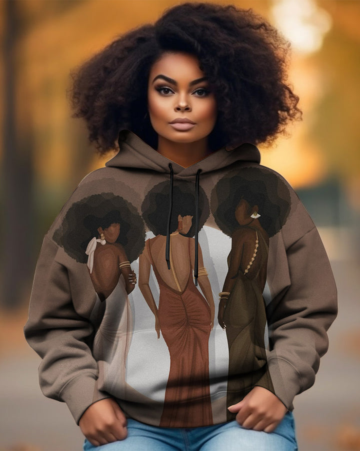 Looking Back at Dinner Party Black Girl Long-sleeved Hoodie