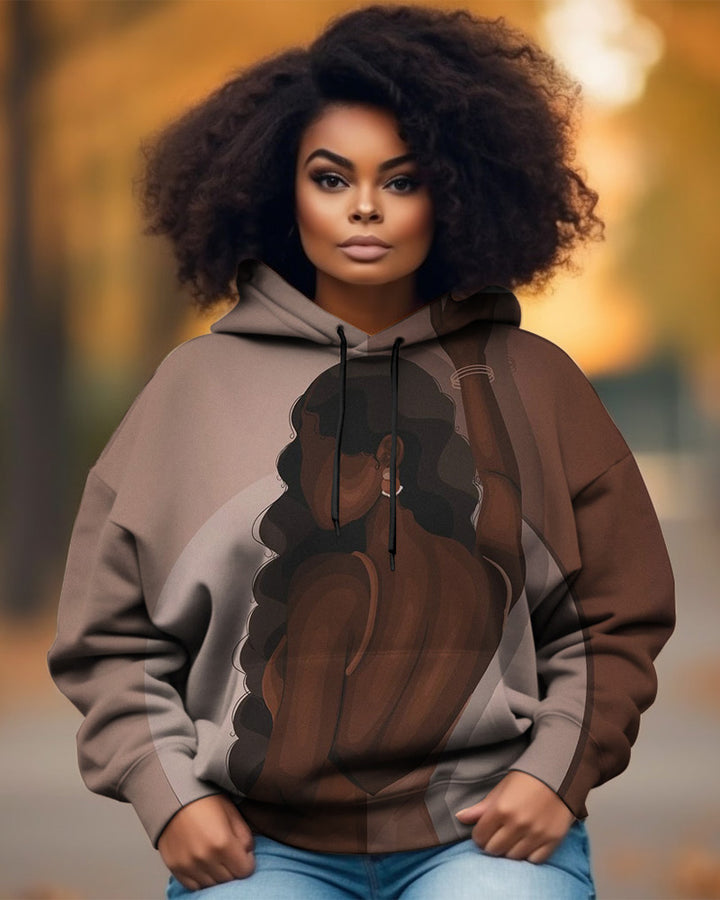 Party Black Girl Back Long-sleeved Hoodie