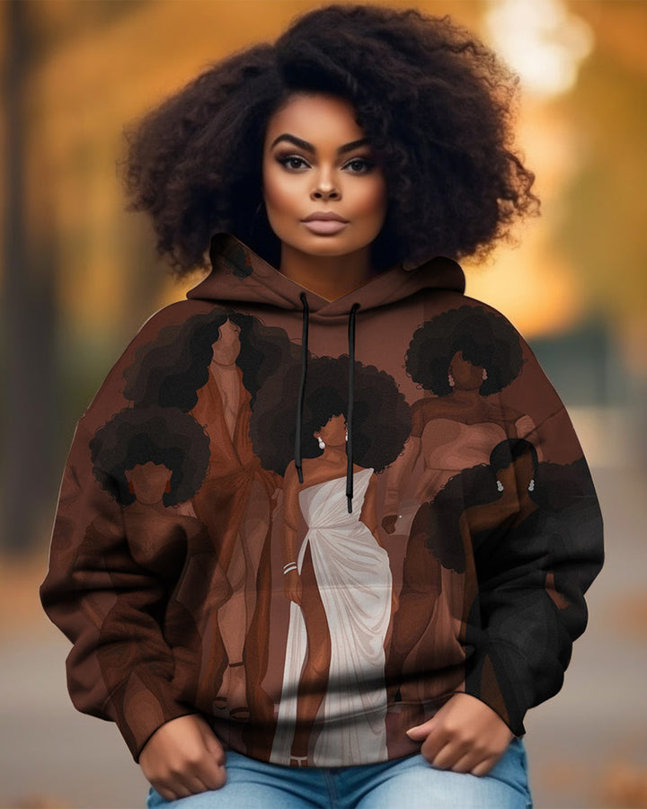 Fashion Party Black Girl Long-sleeved Hoodie