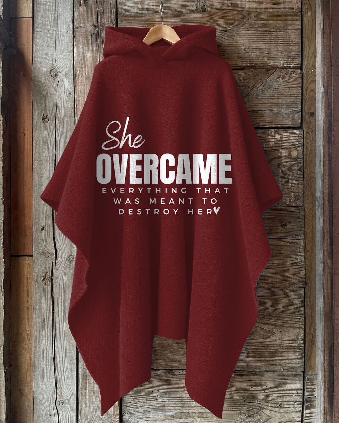 She Overcame Everything Hooded Warm Shawl Cape