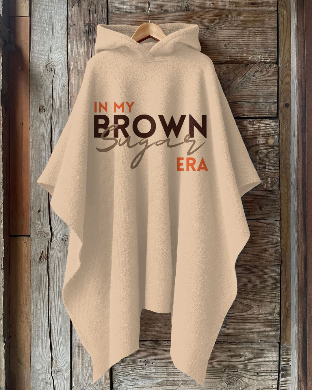 In My Brown Suger Printing Hooded Warm Shawl Cape