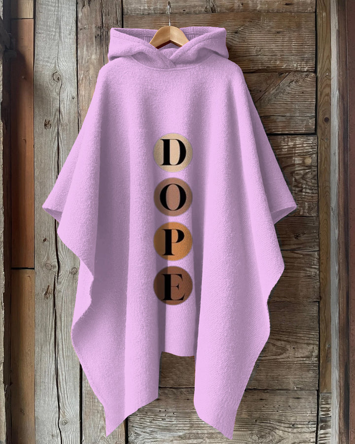 DOPE Letter Printing Hooded Warm Shawl Cape