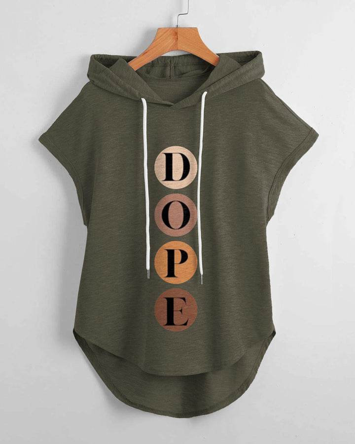 Dope High Low Hem Drawstring Hooded Tee