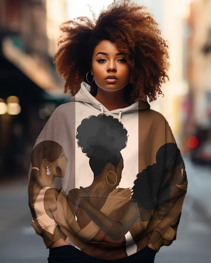 Black Girls Shoulder To Shoulder Printed Women's Hoodies