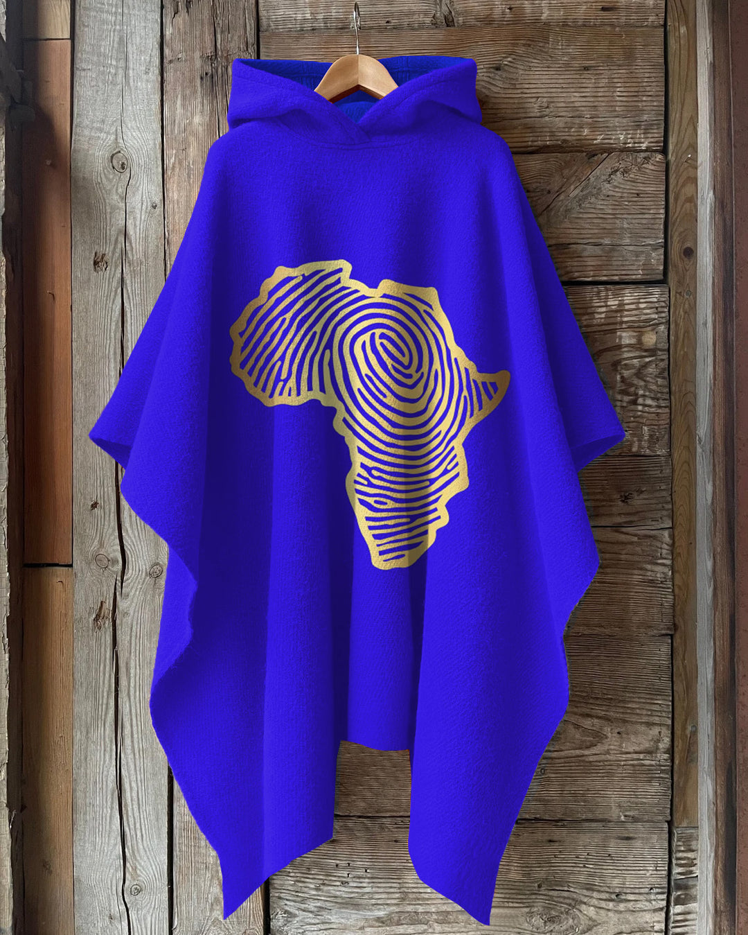 Africa Map Finger Print Hooded Warm Shawl Cape