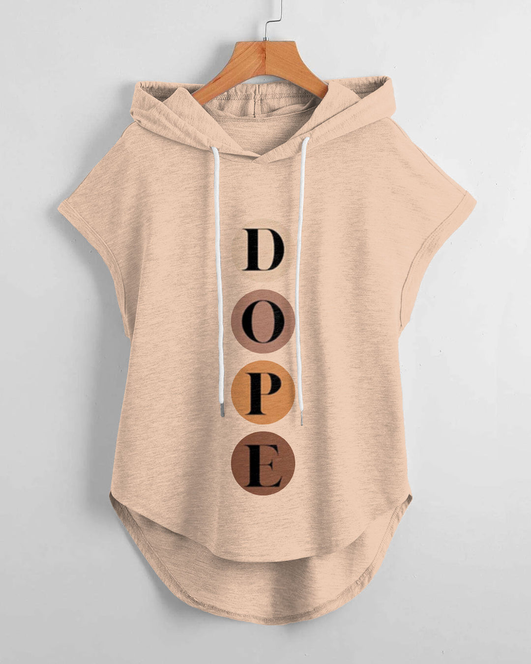 Dope High Low Hem Drawstring Hooded Tee