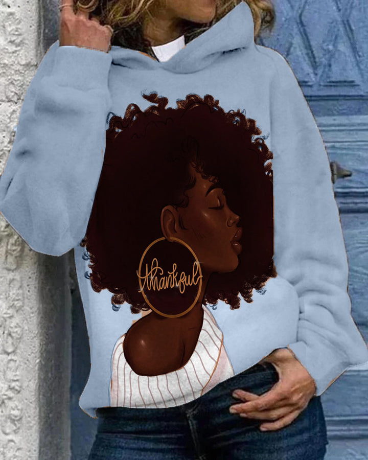 Afro Hair with Gold Earrings Unisex Hoodie