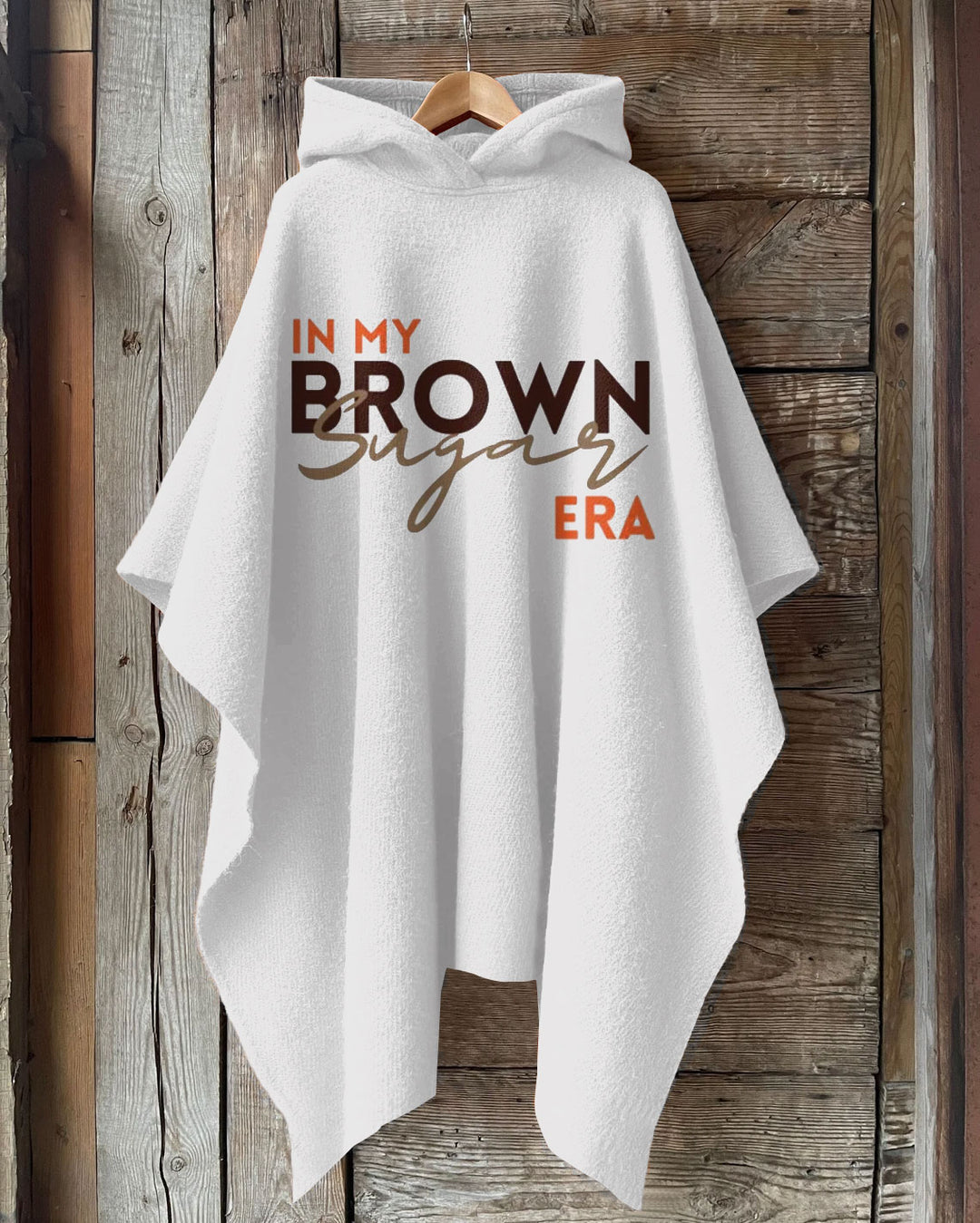 In My Brown Suger Printing Hooded Warm Shawl Cape