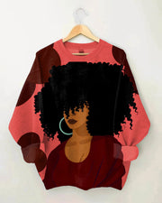 Women's Black History Queen Vintage Long Sleeve  Sweatshirt