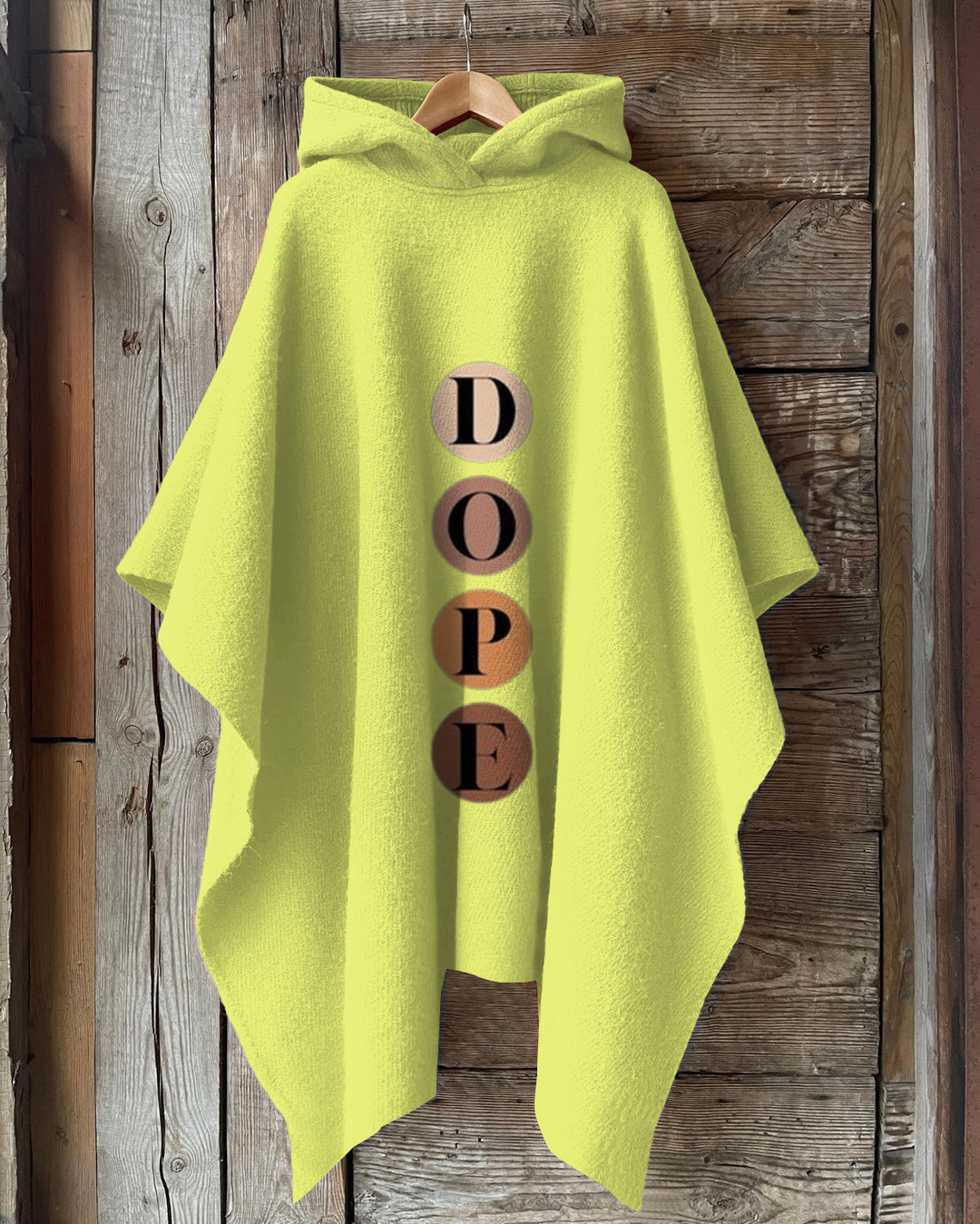 DOPE Letter Printing Hooded Warm Shawl Cape