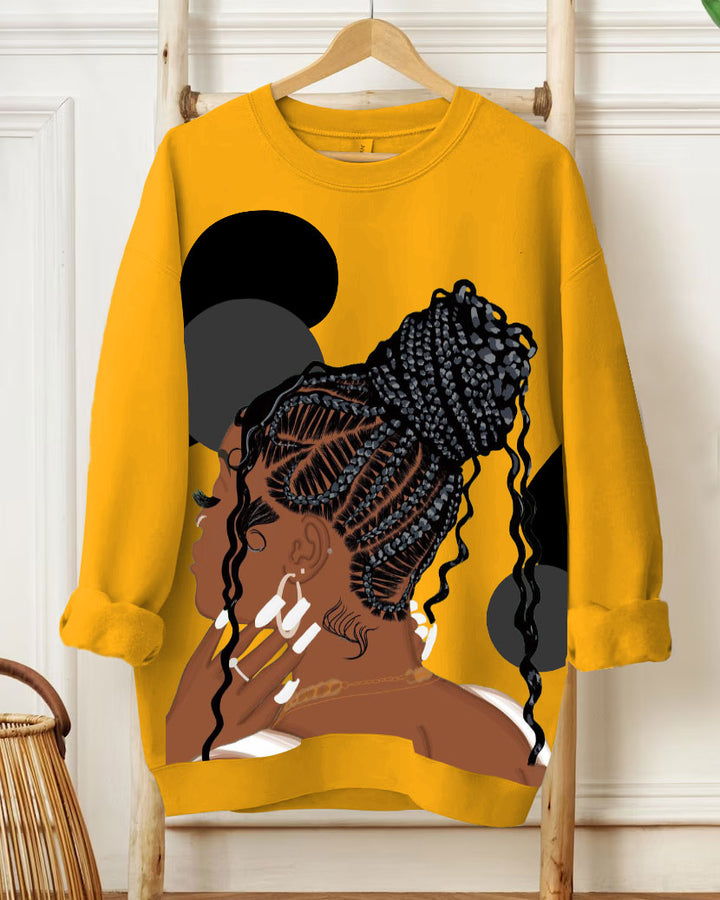 Curly Braid Art Painting Long Sleeve Sweatshirt