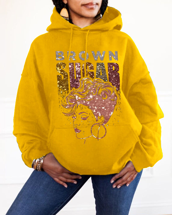 Sequined Afro Brown Sugar Babe Hoodie