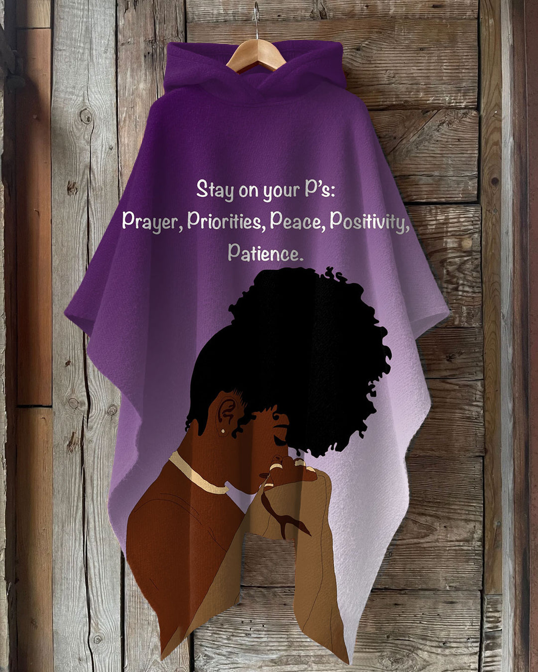 Stay On Your P's Hooded Warm Shawl Cape