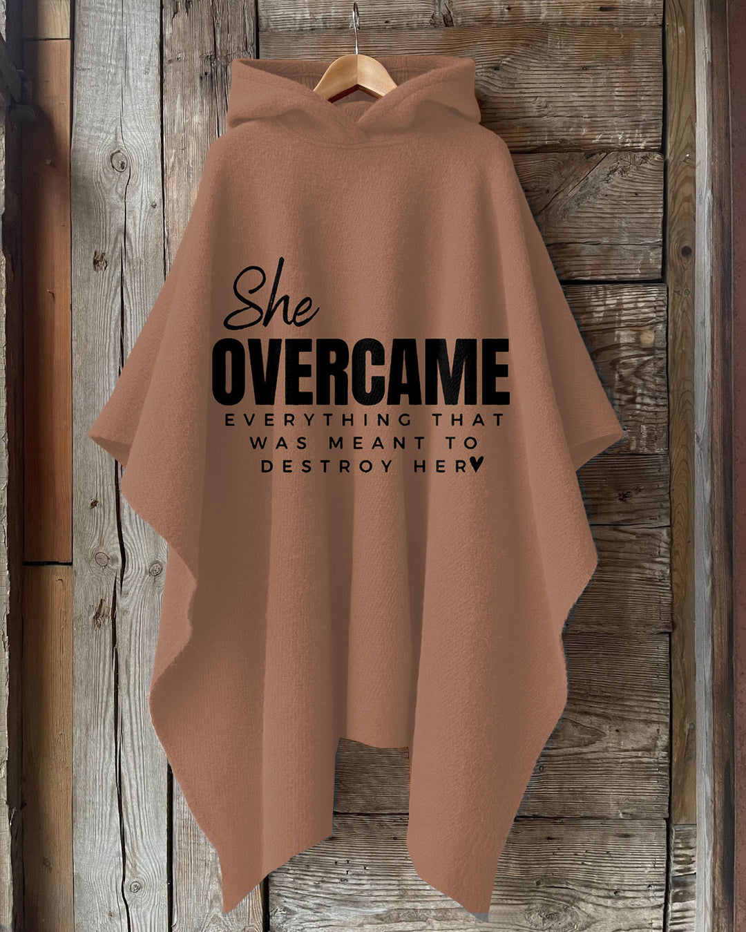 She Overcame Everything Hooded Warm Shawl Cape