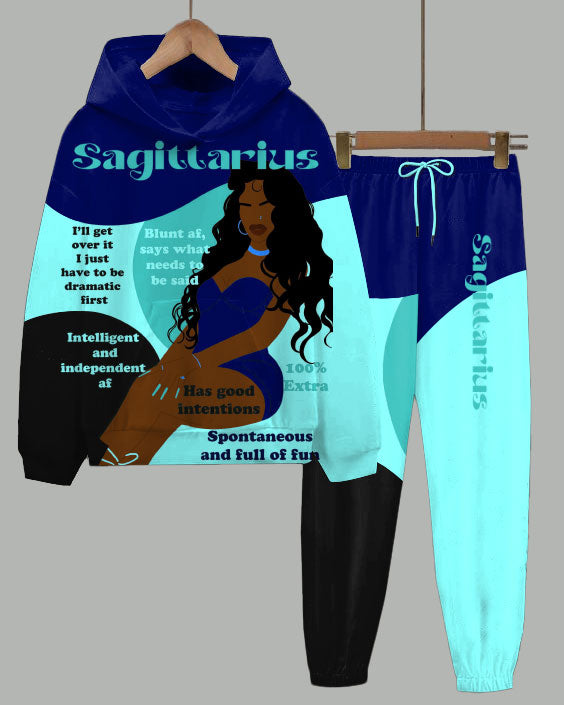 Sagittarius Girly Season Long Sleeve Hoodie Two Pieces Set