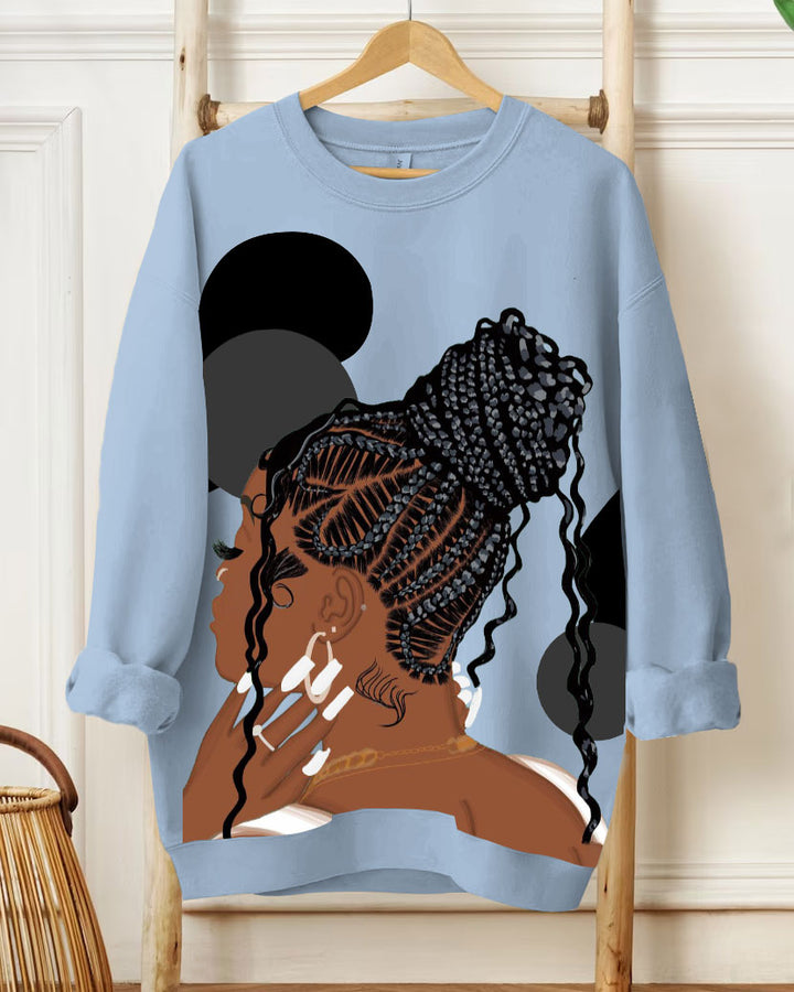 Curly Braid Art Painting Long Sleeve Sweatshirt