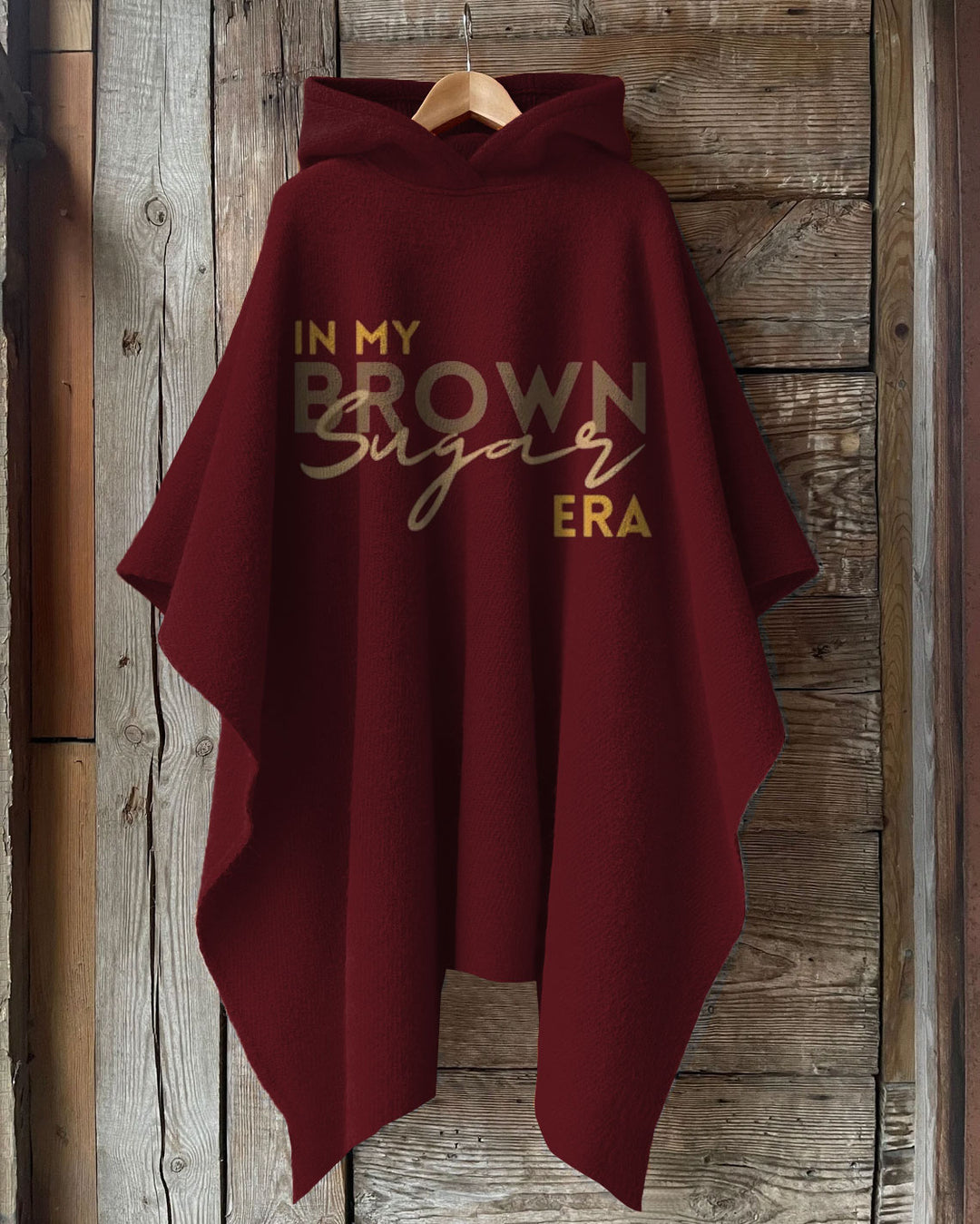 In My Brown Suger Printing Hooded Warm Shawl Cape