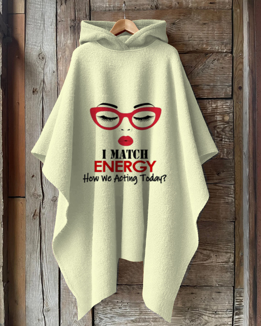 Positive Vibes Hooded Warm Shawl Cape