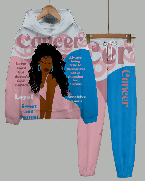 Cancer Girly Season Long Sleeve Hoodie Two Pieces Set