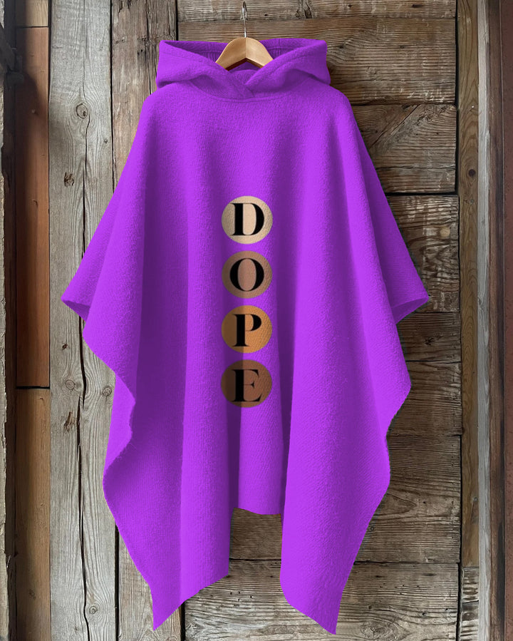 DOPE Letter Printing Hooded Warm Shawl Cape