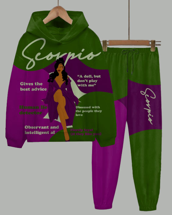 Scorpio Girly Season Long Sleeve Hoodie Two Pieces Set