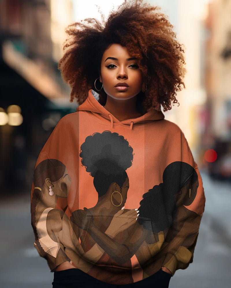 Black Girls Shoulder To Shoulder Printed Women's Hoodies