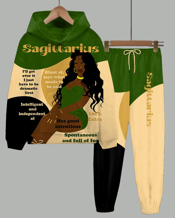 Sagittarius Girly Season Long Sleeve Hoodie Two Pieces Set