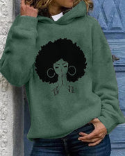 Black girl wish casual printed personalized hooded sweatshirt