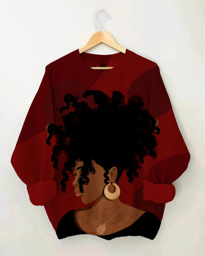 Women's Black History Queen Vintage Long Sleeve  Sweatshirt Sweatshirt