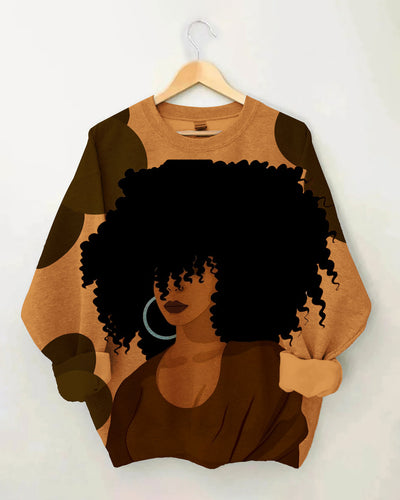 Women's Black History Queen Vintage Long Sleeve  Sweatshirt