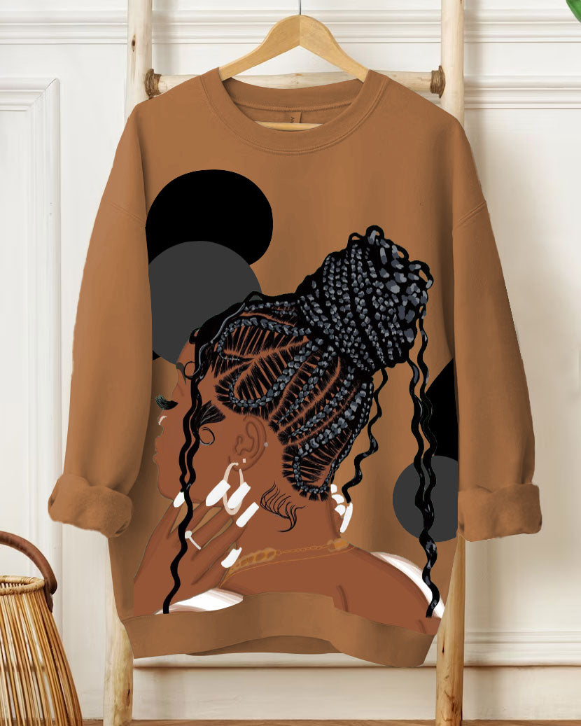 Curly Braid Art Painting Long Sleeve Sweatshirt