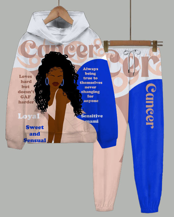 Cancer Girly Season Long Sleeve Hoodie Two Pieces Set