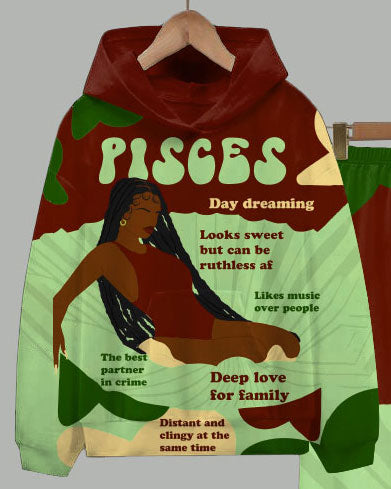 Pisces Girly Season Long Sleeve Hoodie Two Pieces Set