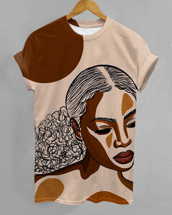 Curly Brown Girl Art Unisex Short Sleeve Tshirt