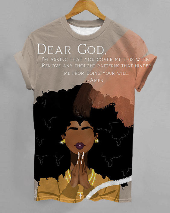 Dear God Brown Girl Art Unisex Short Sleeve Tshirt