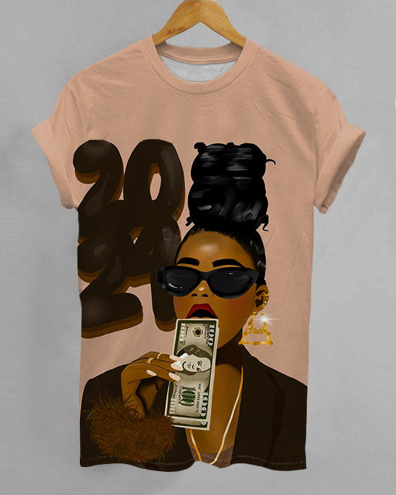 Welcoming More Money Print Short Sleeve Tshirt