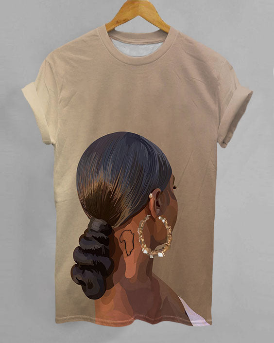 Brown Girl with Big Golden Earrings Unisex Short Sleeve Tshirt