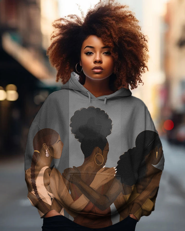 Black Girls Shoulder To Shoulder Printed Women's Hoodies