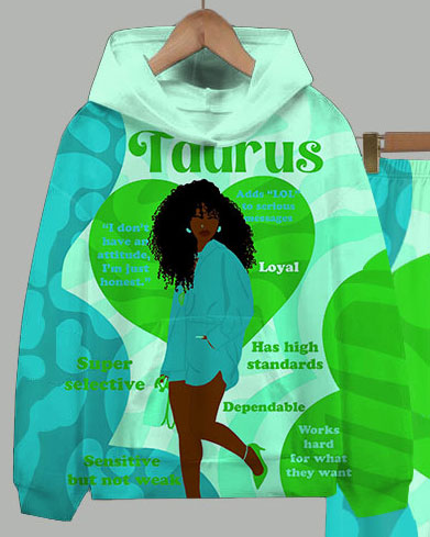 Taurus Girly Season Long Sleeve Hoodie Two Pieces Set