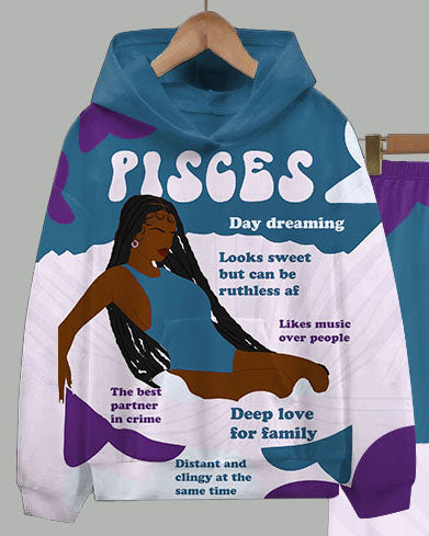 Pisces Girly Season Long Sleeve Hoodie Two Pieces Set