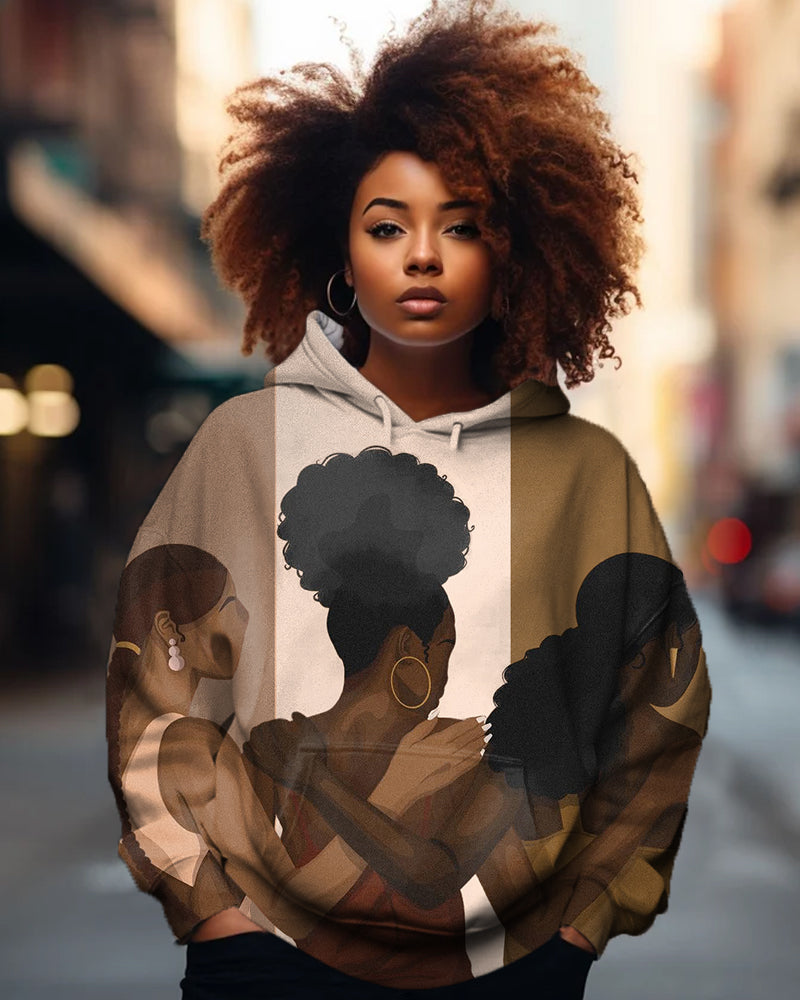 Black Girls Shoulder To Shoulder Printed Women's Hoodies