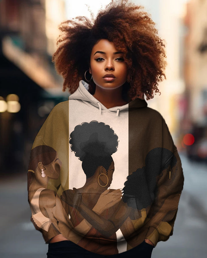 Black Girls Shoulder To Shoulder Printed Women's Hoodies